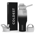 thumbnail image 1 of Coldest Sports Water Bottle - 3 Insulated Lids (Chug Lid, Straw Lid, Loop Lid ) Double Walled, Thermo Mug, Metal Canteen (36 oz, Hyperspace White), 1 of 6