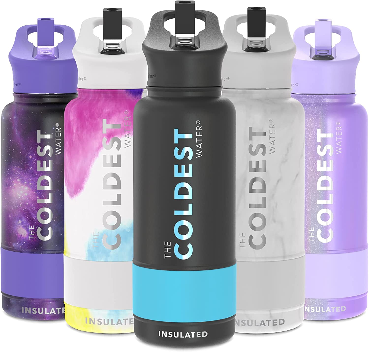 Coldest Sports Water Bottle - 32 oz (Straw Lid), Leak Proof, Vacuum  Insulated Stainless Steel, Hot Cold, Double Walled, Thermo Mug, Metal  Canteen (32 oz, Black) 
