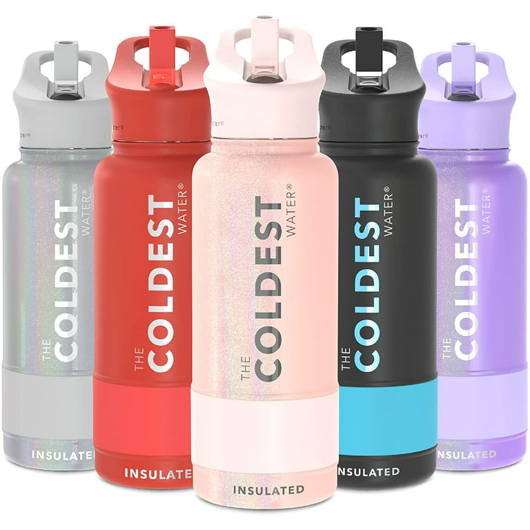  Coldest Insulated Water Bottle with Handle Lid, Leak Proof,  Insulated Modern Stainless Steel, Double Walled, Sport Thermos Bottles,  Metal Flask