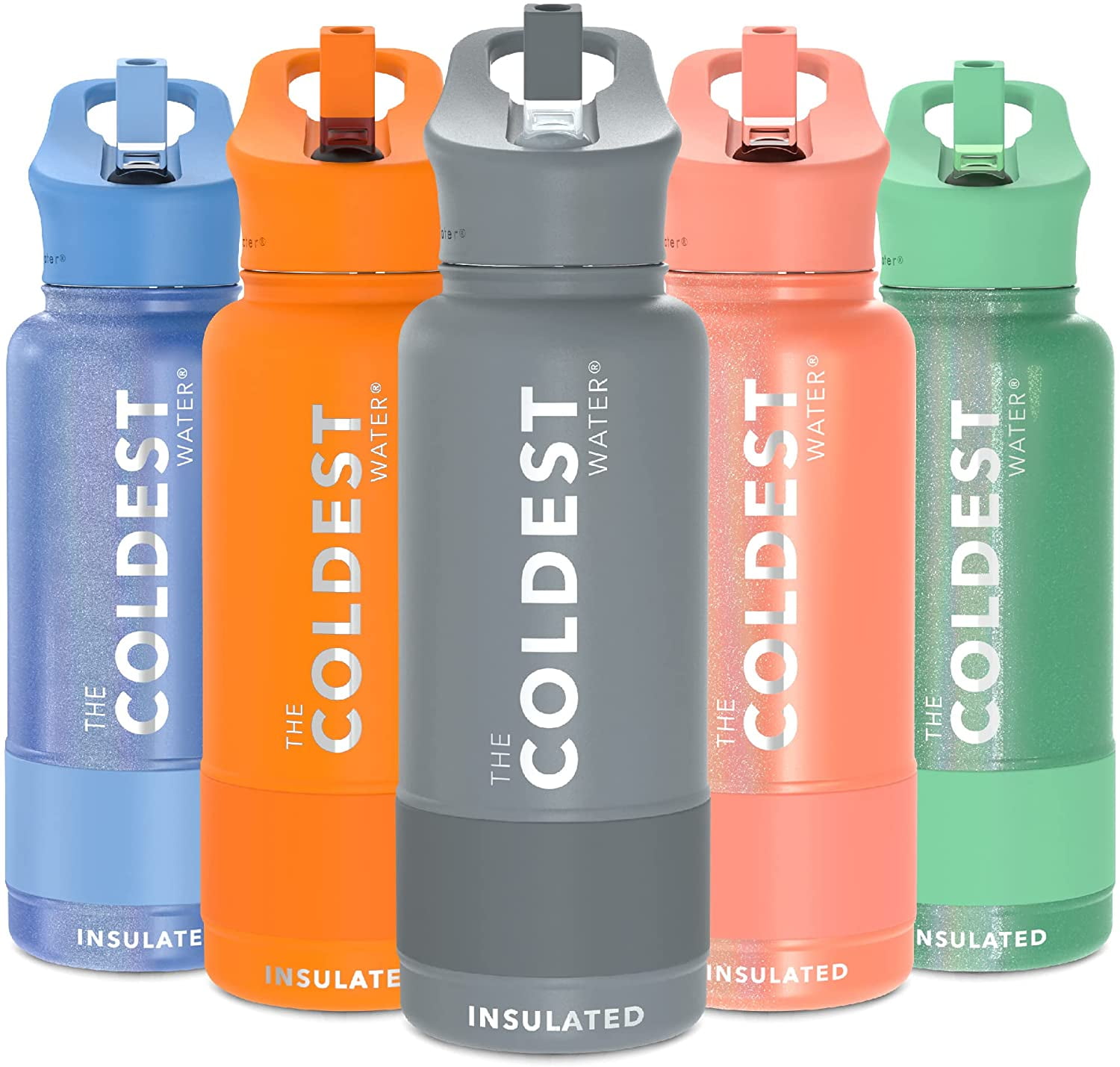  COKTIK 32 oz Sports Water Bottle With Straw,3 Lids