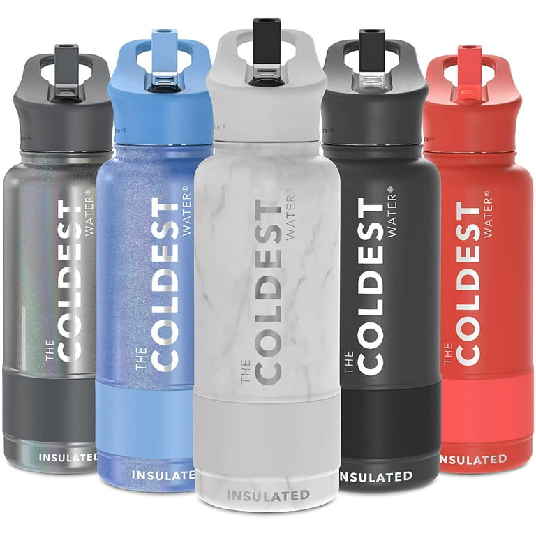 The Coldest Water coldest Sports Water Bottle with Straw Lid Vacuum  Insulated Stainless Steel Metal Thermos Bottles Reusable Leak Proof Flask  for
