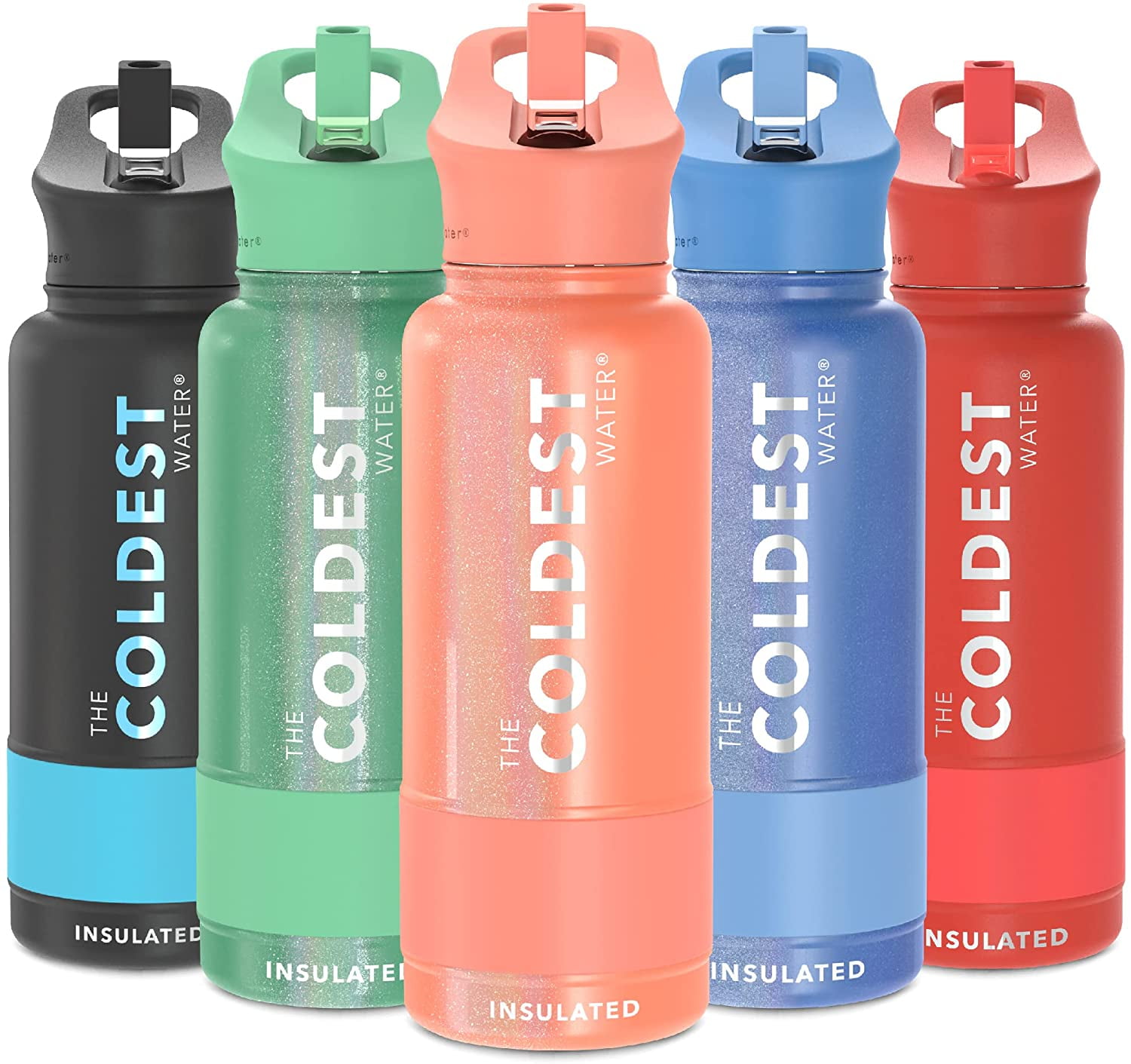 Coldest Sports Water Bottle - 32 oz (Straw Lid), Leak Proof, Vacuum  Insulated Stainless Steel, Hot Cold, Double Walled, Thermo Mug, Metal  Canteen (32 oz, Supernova Glitter) 