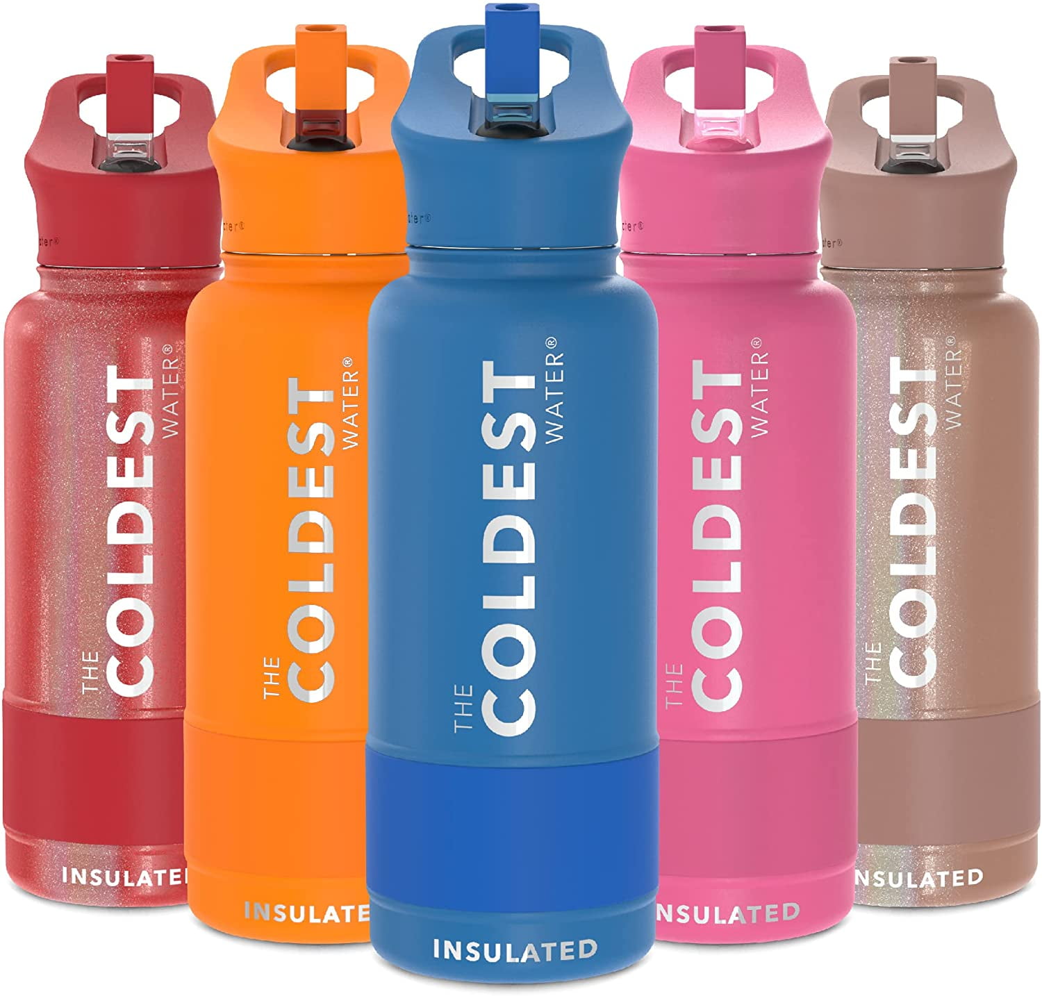 Coldest Sports Water Bottle 32 oz (Straw Lid), Leak Proof, Vacuum Insulated Stainless Steel, Hot Cold, Double Walled, Thermo Mug, Metal Canteen