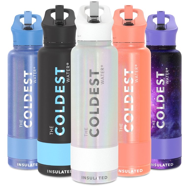 Coldest Sports Water Bottle - Straw Lid Bottle with Handle Leak Proof,  Vacuum Insulated Stainless Steel, Double Walled, Thermo Mug, Metal | Cosmic  Ice