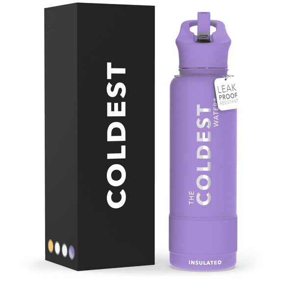 Coldest Sports Water Bottle - 40 oz (Straw Lid), Leak Proof, Vacuum Insulated Stainless Steel, Hot Cold, Double Walled, Thermo Mug, Metal Canteen (40 oz, Galaxy Purple)
