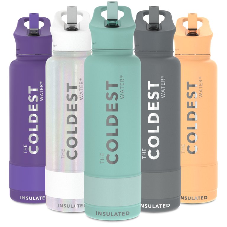 Coldest Sports Water Bottle - 40 oz (Straw Lid), Leak Proof, Vacuum  Insulated Stainless Steel, Hot Cold, Double Walled, Thermo Mug, Metal  Canteen (40 oz, Jupiter Orange) 