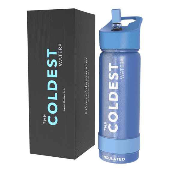 Coldest Sports Water Bottle - Straw Lid Bottle with Handle Leak Proof, Vacuum Insulated Stainless Steel, Double Walled, Thermo Mug, Metal | Galactic 18 oz