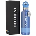 thumbnail image 1 of Coldest Sports Water Bottle - Straw Lid Bottle with Handle Leak Proof, Vacuum Insulated Stainless Steel, Double Walled, Thermo Mug, Tumbler (21 oz, Galactic Blue Glitter), 1 of 8