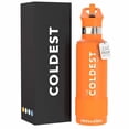 thumbnail image 1 of Coldest Sports Water Bottle - Straw Lid Bottle with Handle Leak Proof, Vacuum Insulated Stainless Steel, Double Walled, Thermo Mug, Tumbler (21 oz, Jupiter Orange), 1 of 8