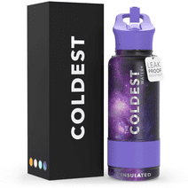 Coldest Sports Water Bottle with Straw Lid Vacuum Insulated Stainless Steel Bottles Reusable Leak Proof Flask for Sports (32 oz, Astro Purple)
