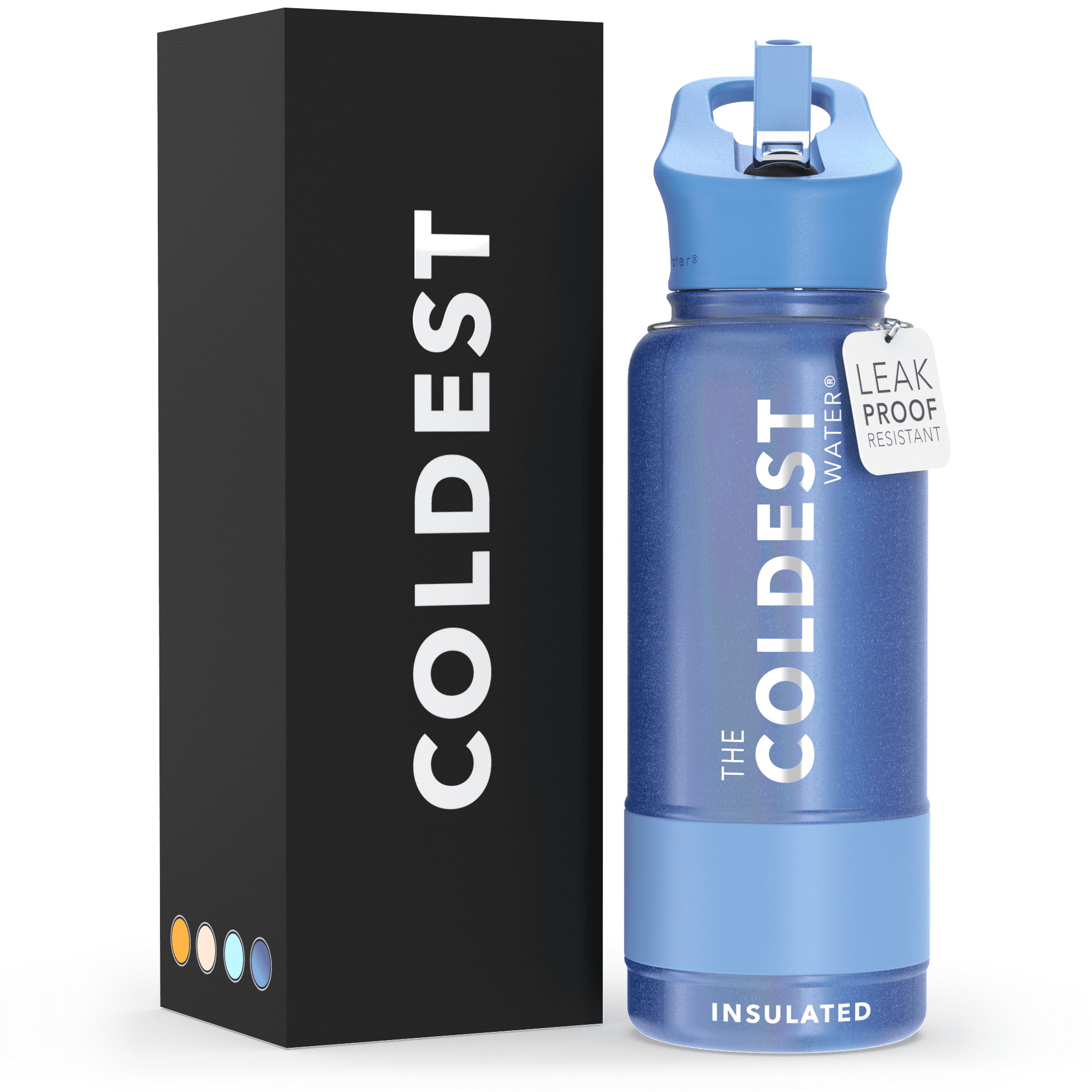 Coldest Sports Water Bottle with Straw Lid Vacuum Insulated Stainless