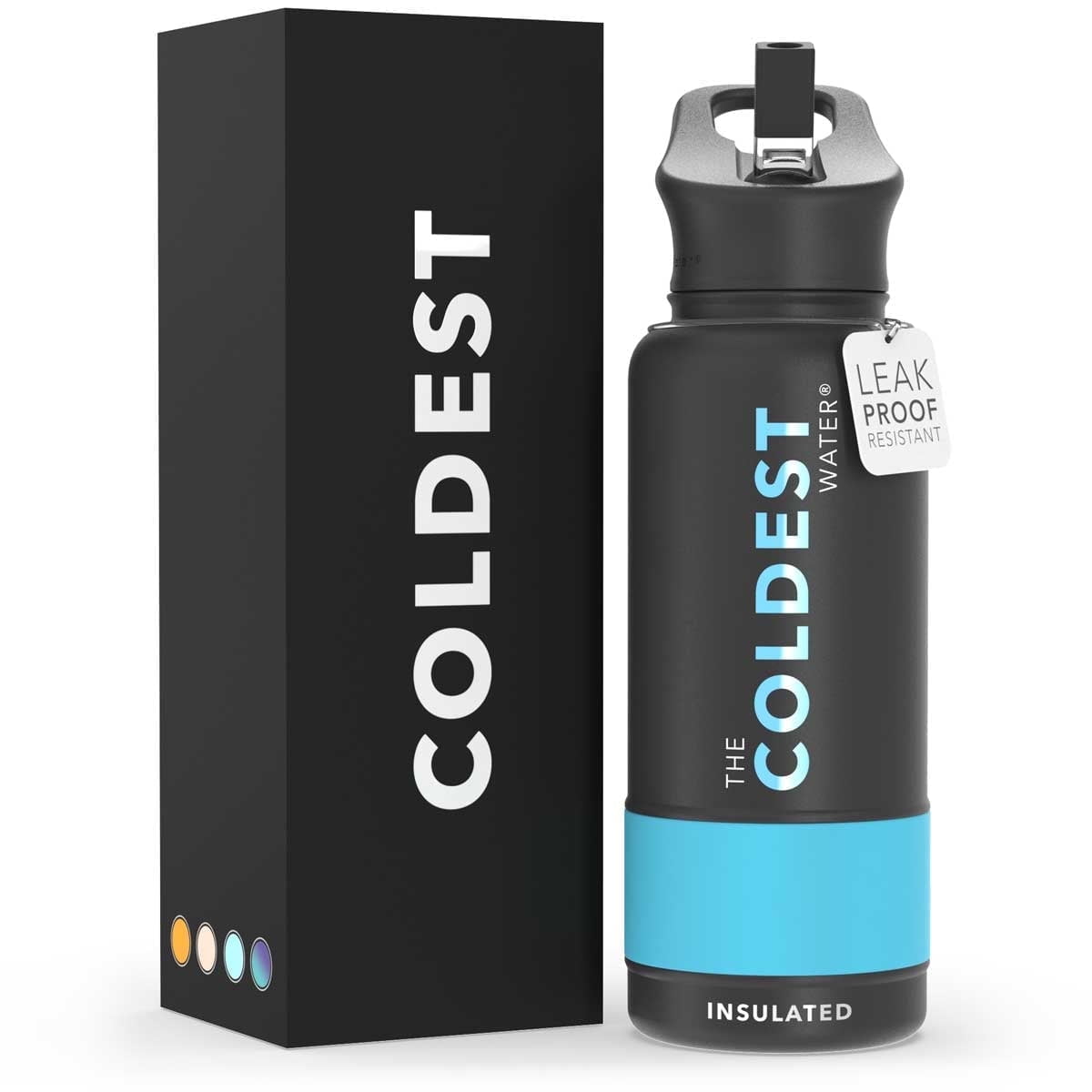 Bouteille Isotherme 32 Oz (946 Ml) - Acier Inoxydable Double Paroi - Noire - Avec Paille Et Bouchon - Sport