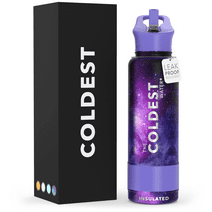 Coldest Sports Water Bottle with Straw Lid Vacuum Insulated Stainless Steel Bottles Reusable Leak Proof Flask for Sports (40 oz, Astro Purple)