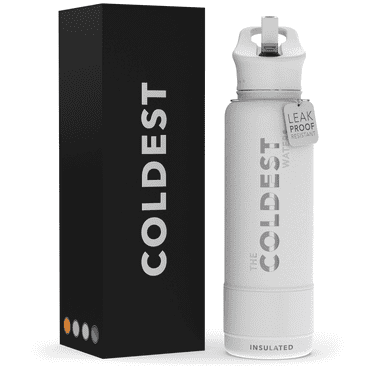 Coldest Sports Water Bottle with Straw Lid Vacuum Insulated Stainless Steel Bottles Reusable Leak Proof Flask for Sports (40 oz, Epic White)