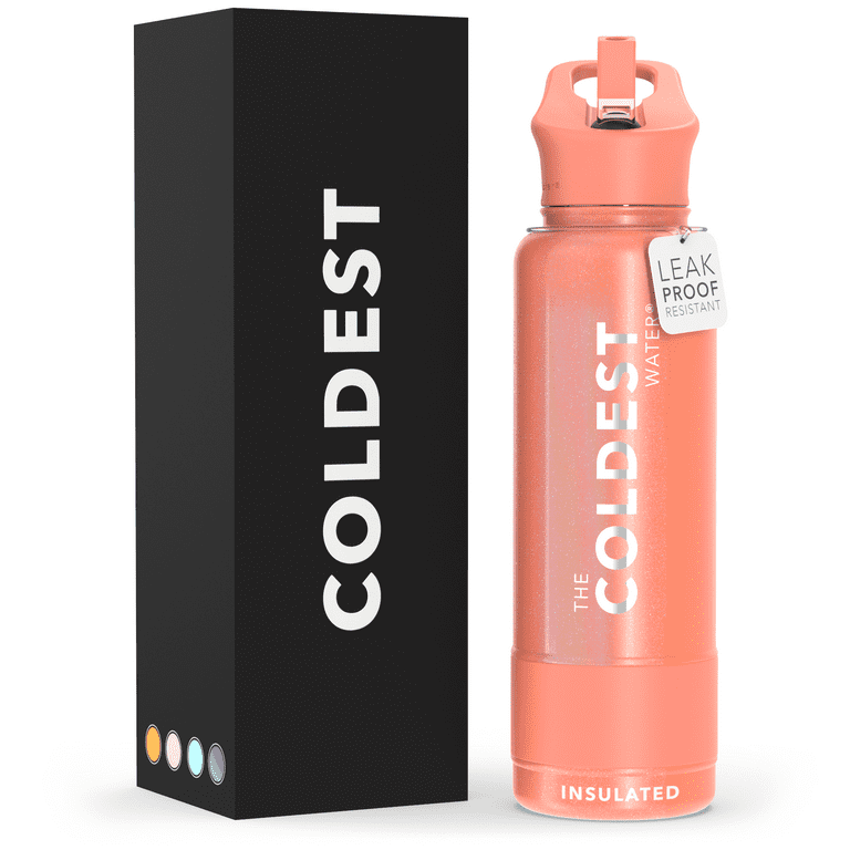 Coldest Sports Water Bottle with Straw Lid Vacuum Insulated Stainless Steel  Bottles Reusable Leak Proof Flask for Sports (24 oz, Pink Froze) 