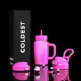 thumbnail image 1 of Coldest Tumbler with Handle and Coffee Lid - 100% Spill Proof Tumbler with Straw (3 Lids) - Stainless Steel Insulated Leakproof Tumblers for Women & Men - Cup Holder Friendly - 15 oz (Kissed Dream), 1 of 8