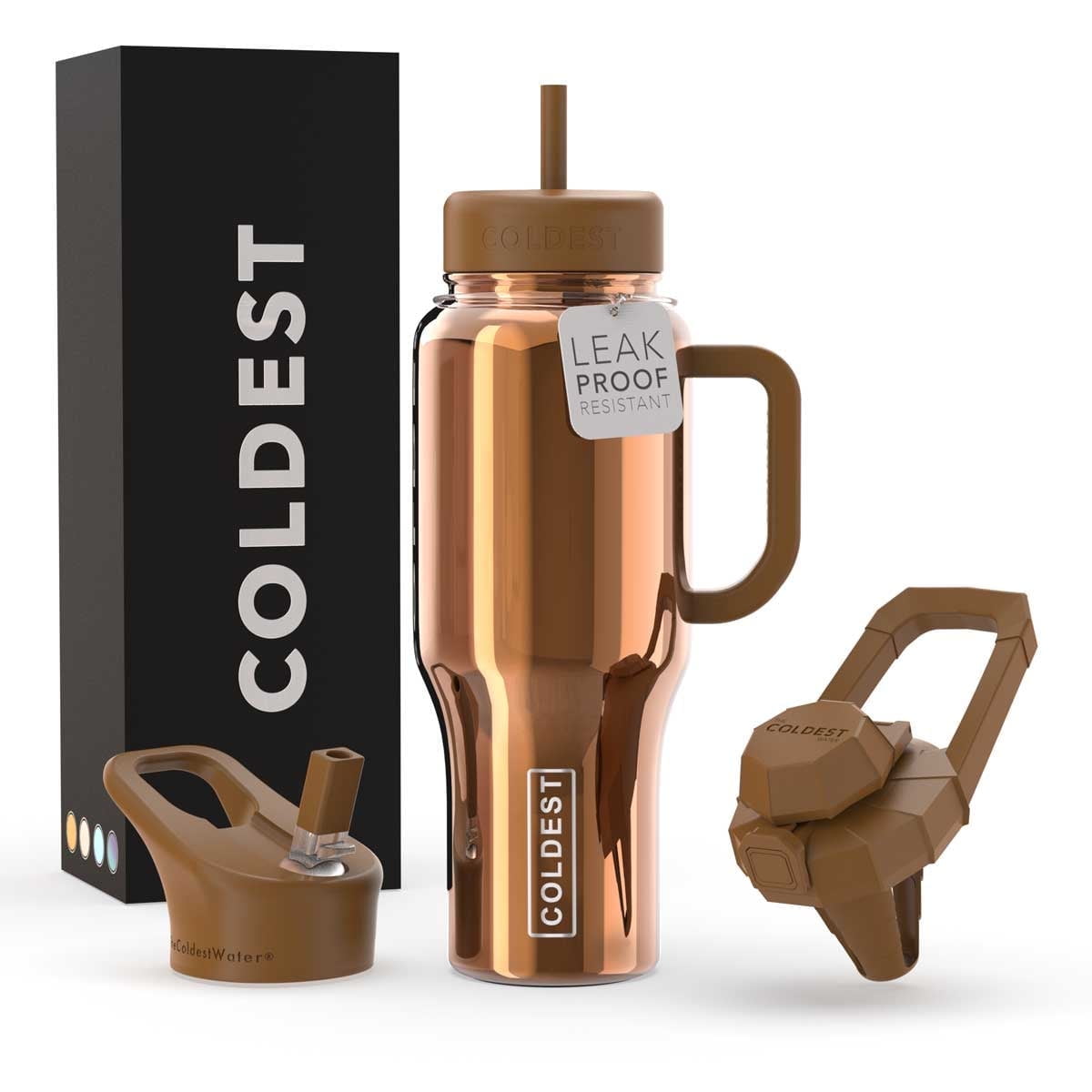 Gold Reflection 36oz Stainless Steel Insulated Tumbler with Handle and Straw Lid