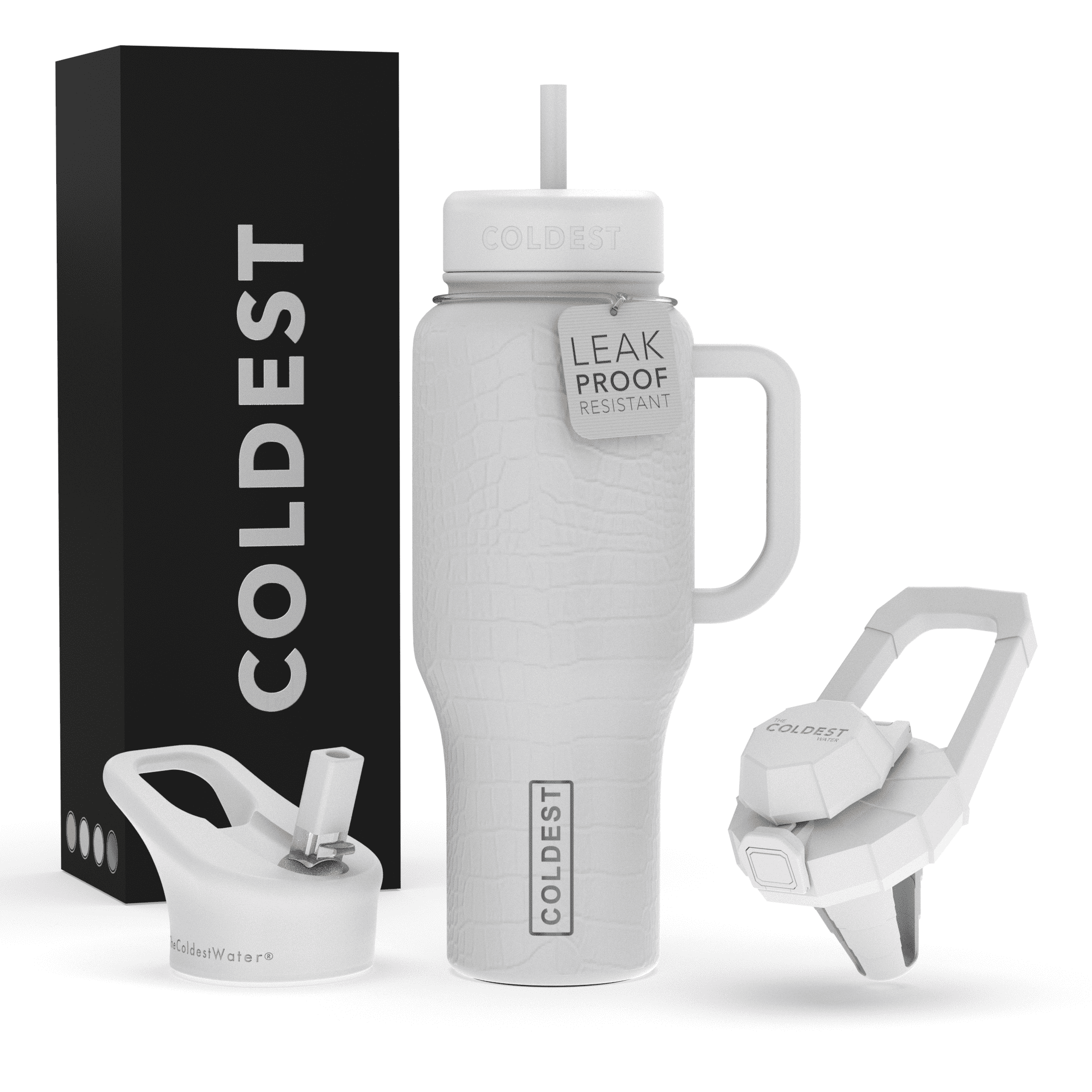 Coldest Tumbler with Handle and Straw Lid, 3 Lids Insulated Reusable Stainless Steel Water