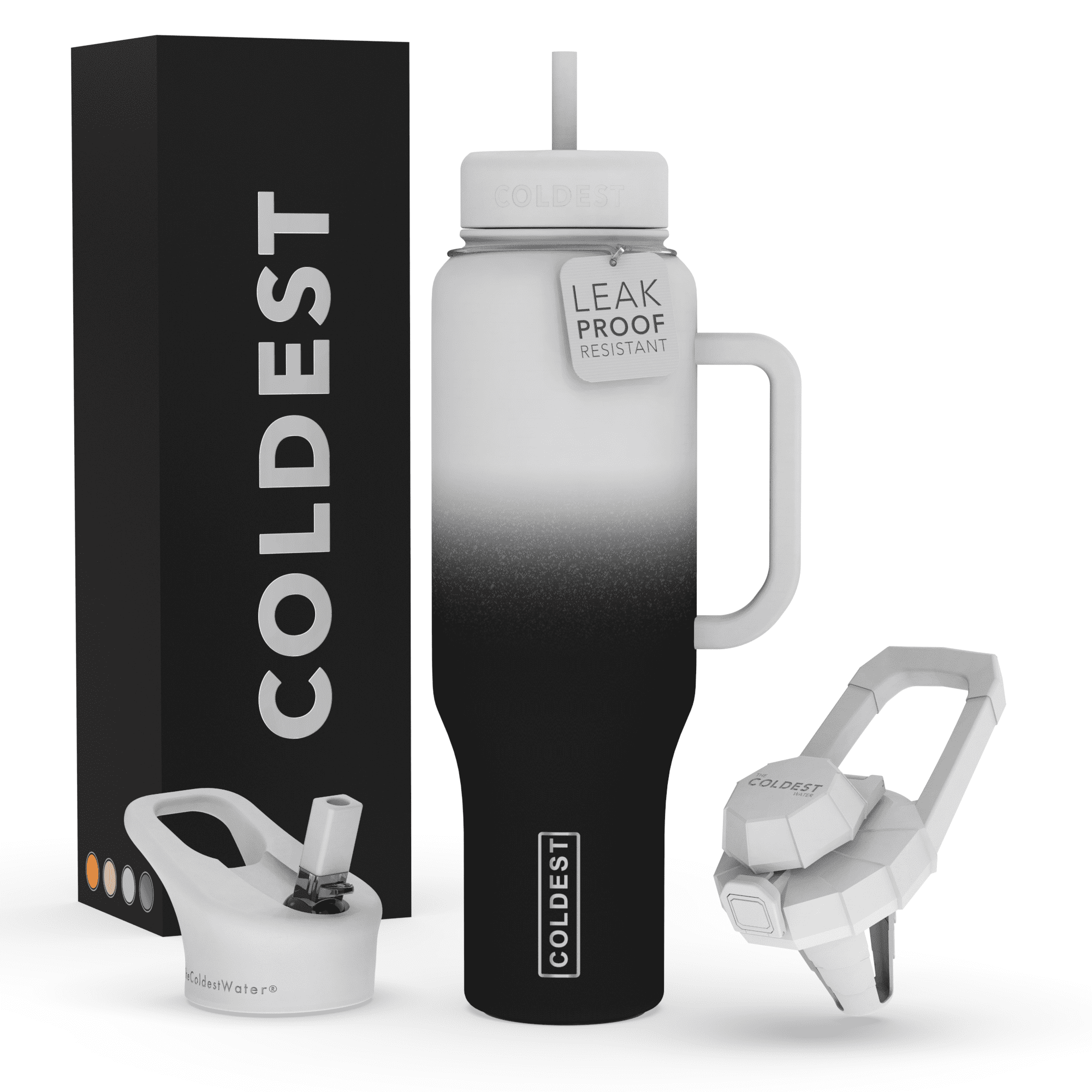 Coldest Tumbler with Handle and Straw Lid, 3 Lids Insulated Reusable Stainless Steel Water