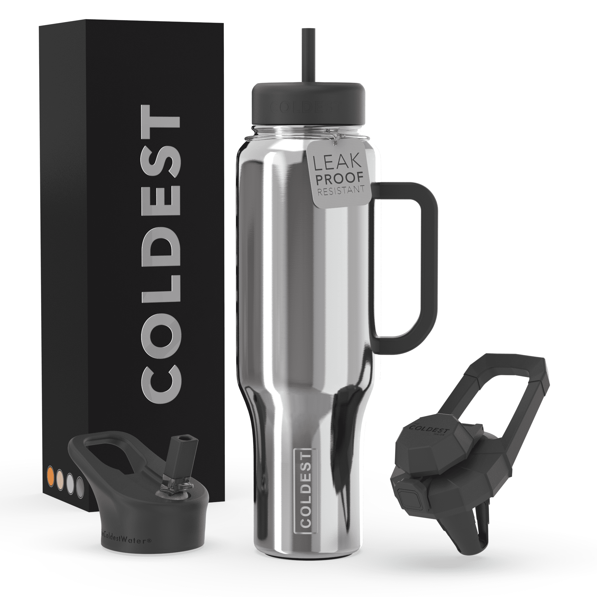 Coldest Tumbler with Handle and Straw Lid, 3 Lids Insulated Reusable