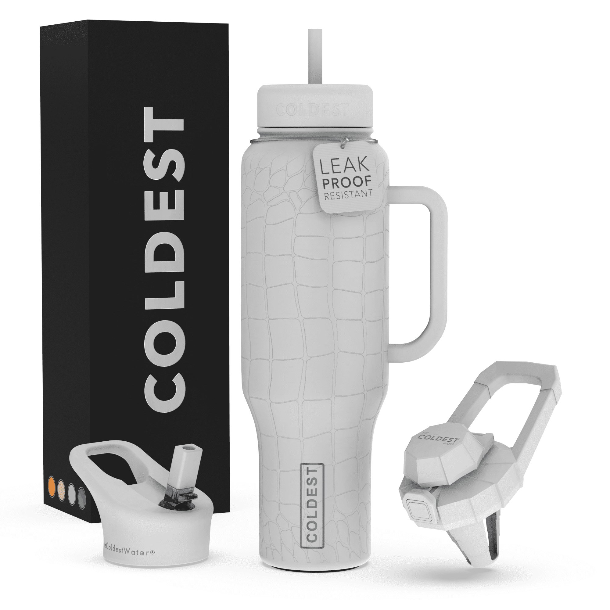 Coldest Tumbler with Handle and Straw Lid, 3 Lids Insulated Reusable Stainless Steel Water