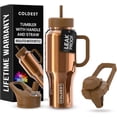 thumbnail image 1 of Coldest Tumbler with Handle and Straw Lid, 3 Lids Insulated Shaker Water Bottle Gifts for Women Him Her, Limitless Collection (36 oz, Gold Reflection), 1 of 10