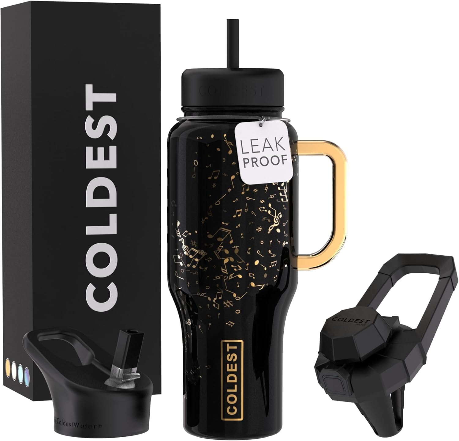 Coldest Tumbler with Handle and Straw Lid, 3 Lids Insulated Shaker