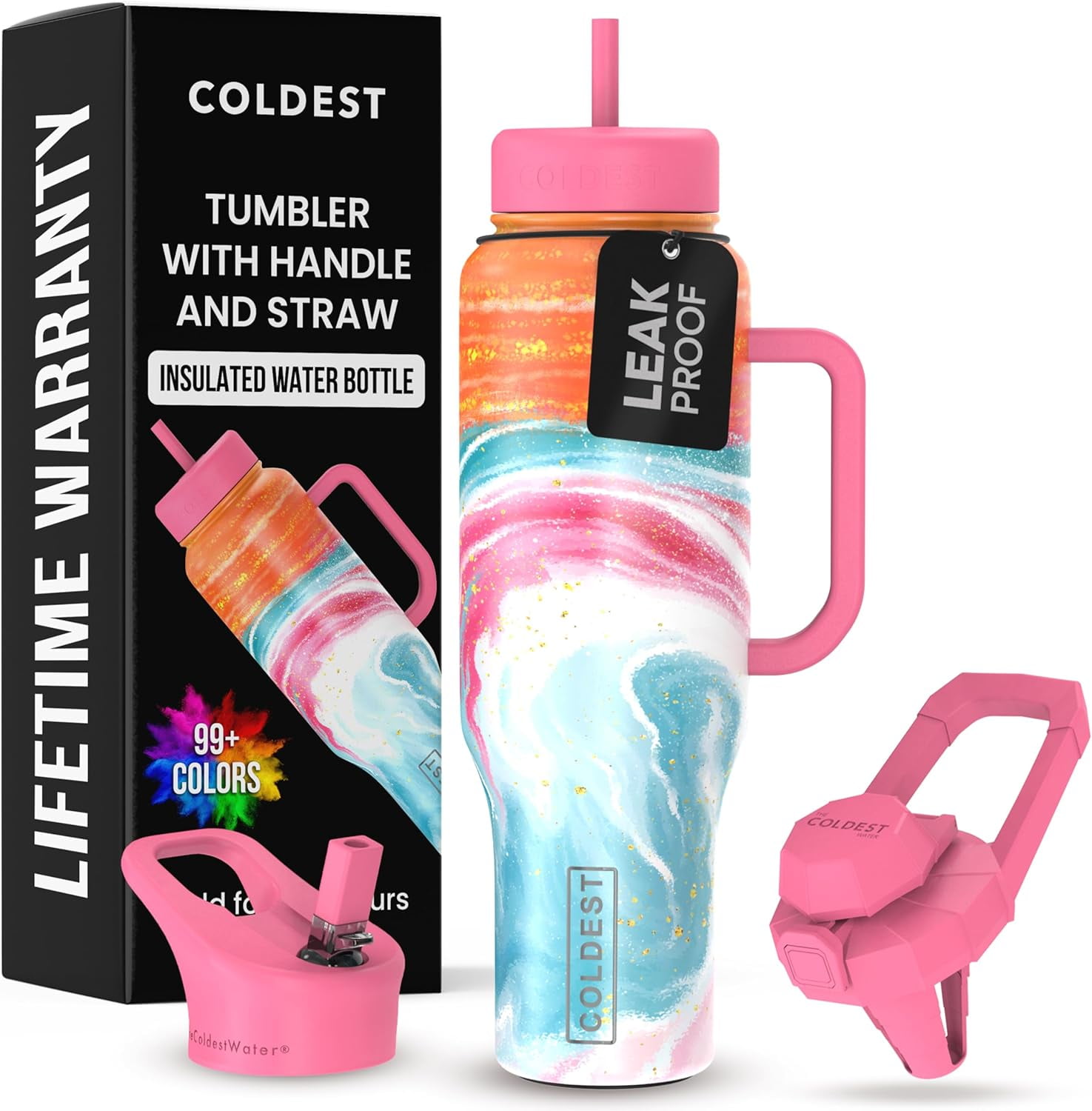 O*K様 極レア DOUBLE WALL TUMBLER AIOT！ ver D Coldest Tumbler with Handle and Straw Lid, 3 Lids Insulated Shaker