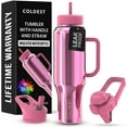 thumbnail image 1 of Coldest Tumbler with Handle and Straw Lid, 3 Lids Insulated Shaker Water Bottle Gifts for Women Him Her, Limitless Collection (46 oz, Pink Reflect), 1 of 10