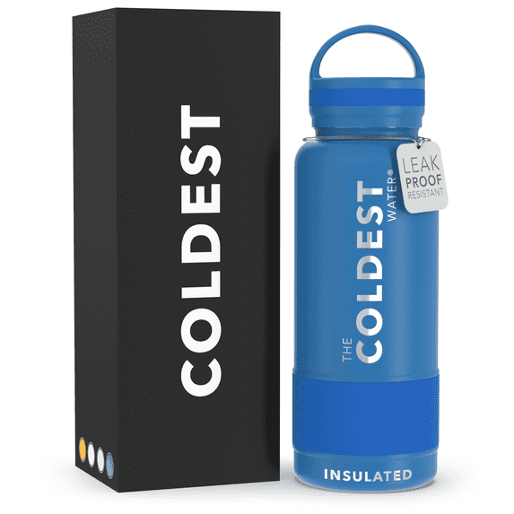 Coldest Water Bottle with Handle Lid | Leak Proof, Insulated Modern Stainless Steel, Triple Walled, Sport Thermos Bottles, Metal Flask (32 oz, Sailor Blue)