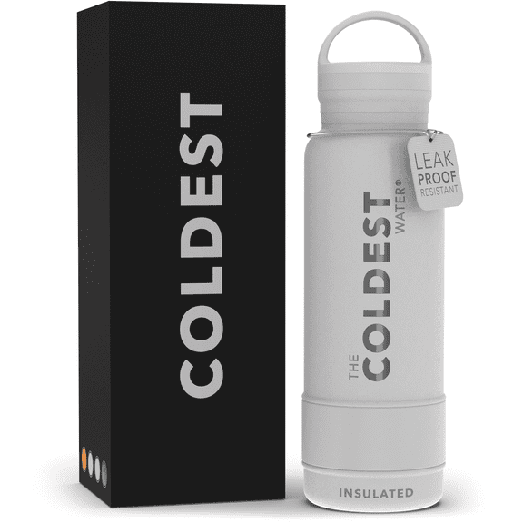 Coldest Water Bottle with Handle Lid | Leak Proof, Stainless Steel, Triple Walled Bottles (21 oz, Epic White)