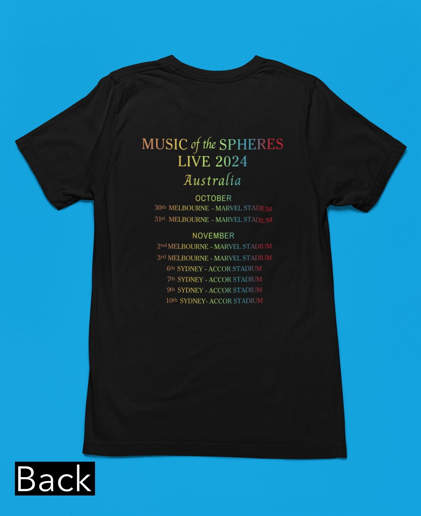 Coldplay Australia Tour 2024 Merchandise TShirt Shirt, Size S, Tee Navy New