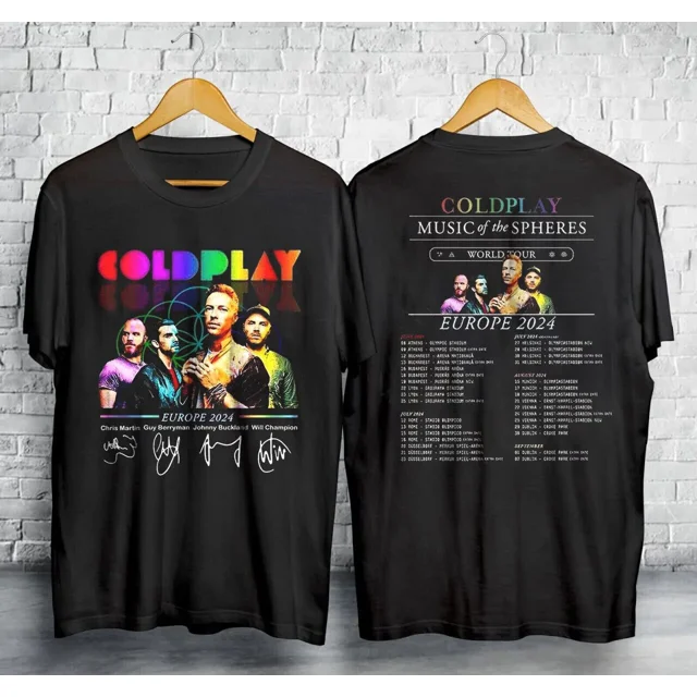 Coldplay Band Music Of The Spheres World Tour Europe 2024 Merch Shirt