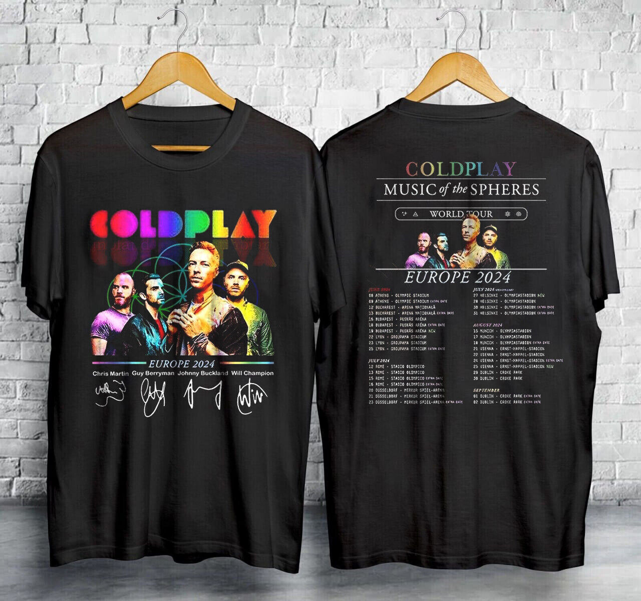 Coldplay Band Music Of The Spheres World Tour Europe 2024 Merch Shirt ...