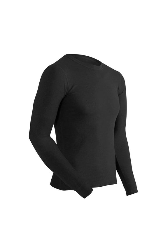 Men's Basic 2-Layer Long Sleeve Crew - Big Sizes, Black, 3XLarge
