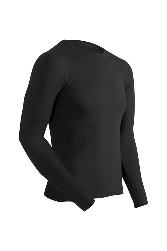Tall Men's Basic 2-Layer Long Sleeve Crew, Black, Medium-Tall