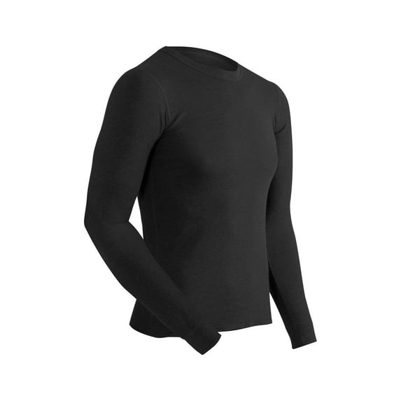 Coldpruf Tall Men's Basic 2-Layer Long Sleeve Crew, Black, Medium-Tall