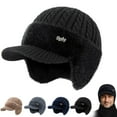 thumbnail image 1 of Coldshield Trapper Blocking Knitted Hats, Winter Trapper Hat with Ear Flaps and Brim for Men Women Cold Weather (Black), 1 of 6