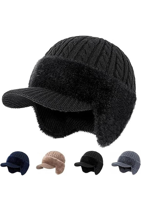 Coldshield Trapper, Coldshield Trapper Hat For Men, Blocking Knitted Hats With Ear Flaps And Brim, Baseball Beanie, Moisture Wicking Comfort