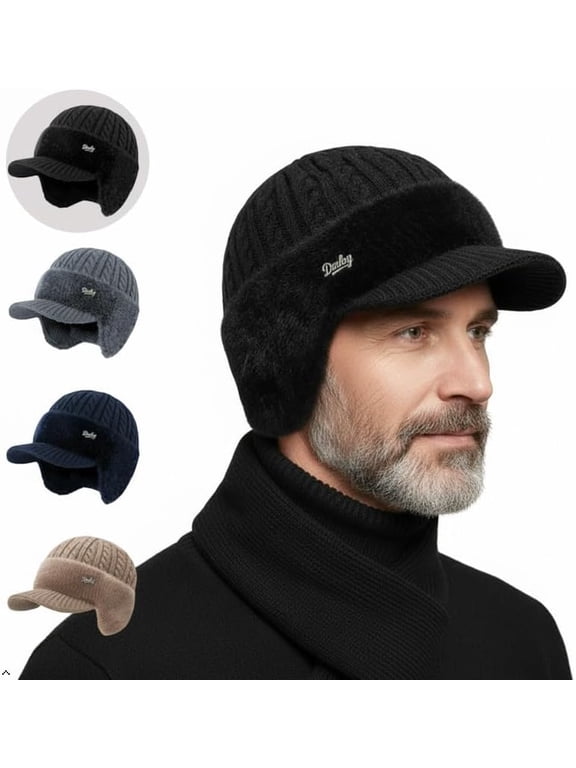 Trapper Snow Hat Cold Cap: Knit Warmguard Winter Hats Beanie with Brim Ear Flaps for Men & Women
