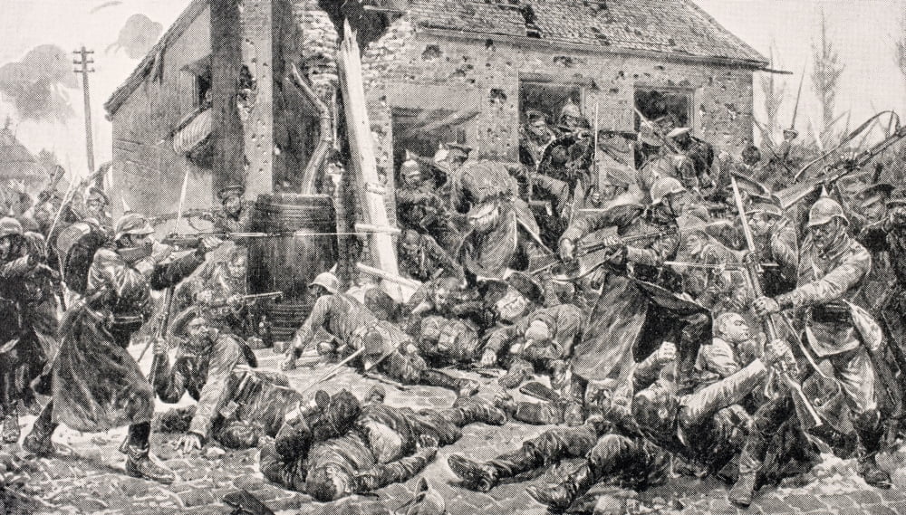 Coldstream Guards Action At Landrecies August 24 1914 From The War Illustrated Album Deluxe Published London 1916 Canvas Art - Ken Welsh  Design Pics (38 x 22)