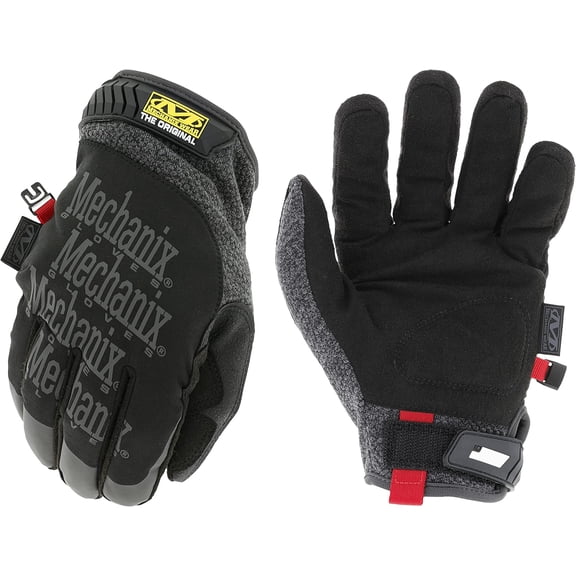 Coldwork Original - Insulated Winter Work Gloves for Safe Hands - Machine-Washable - Secure-Fit - Touchscreen Capable - Wind & Water-Resistance - Large - Black/Grey