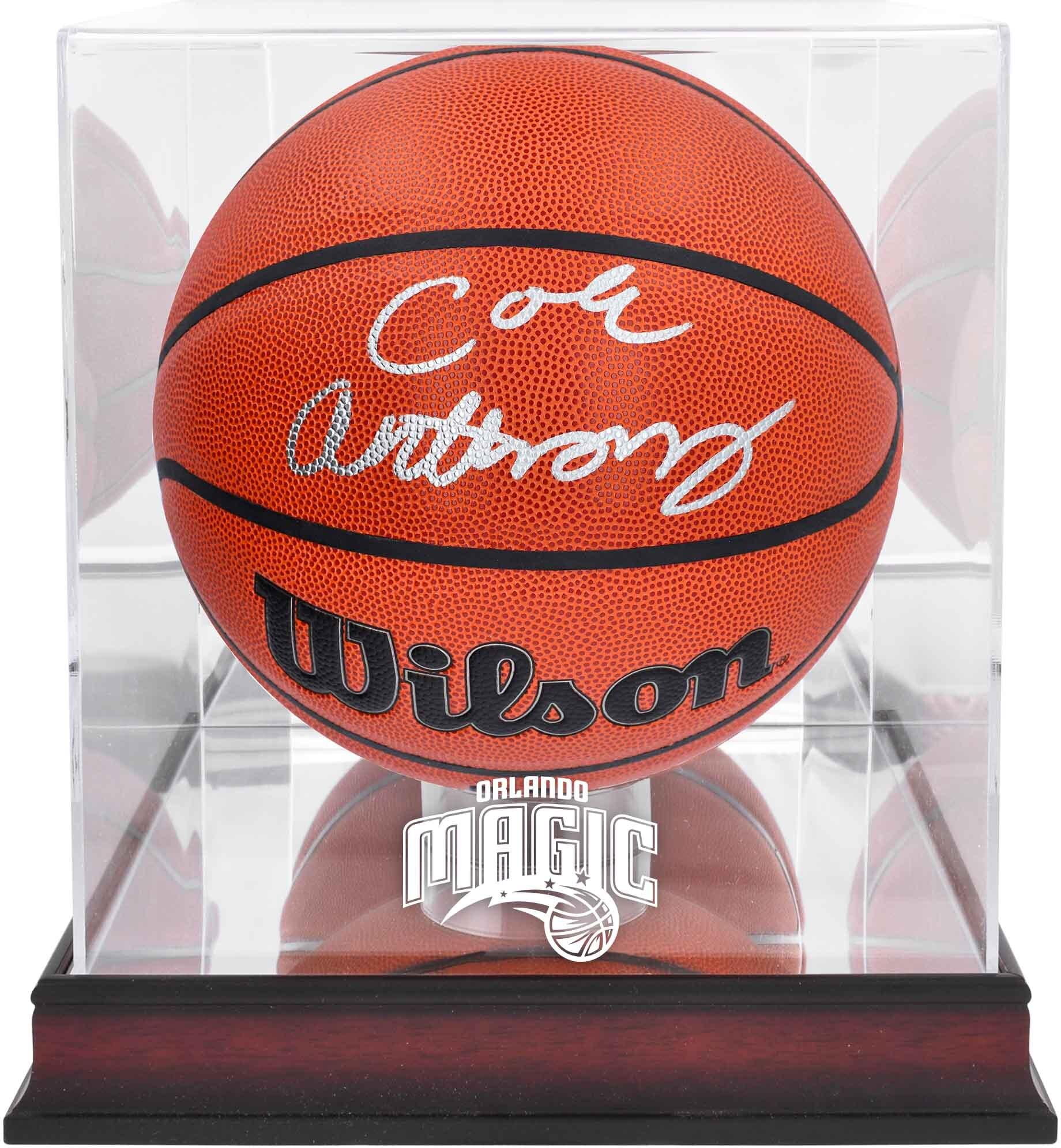 Cole Anthony Orlando Magic Autographed Wilson Replica Basketball with Mahogany Team Logo Display Case - Fanatics Authentic Certified