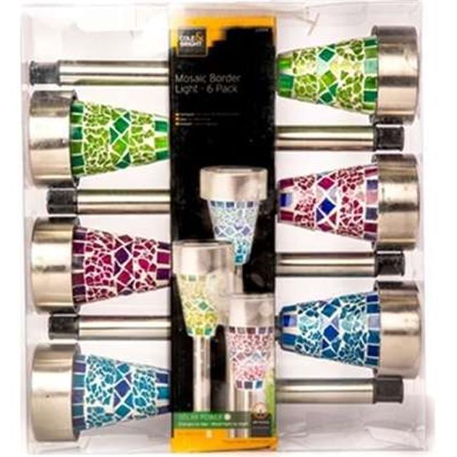 Cole Bright Stainless Steel Mosaic Solar Border Light 6 Pack 6747
