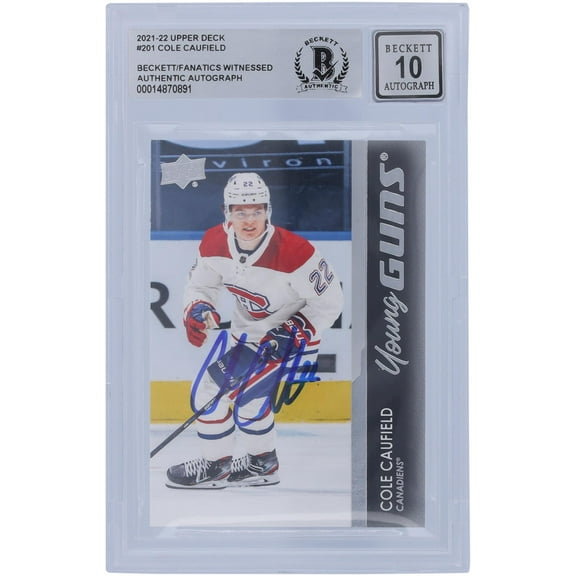 Cole Caufield Montreal Canadiens Autographed 2021-22 Upper Deck Young Guns #201 Beckett Fanatics Witnessed Authenticated 10 Rookie Card - Fanatics Authentic Certified