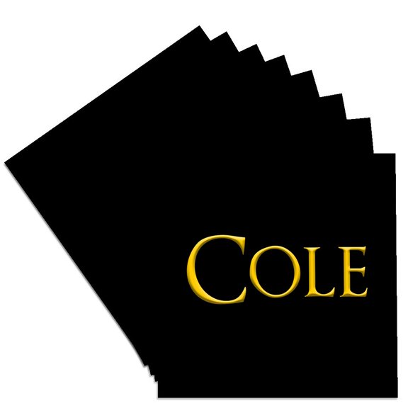 Cole Classic Boy Baby Name In America. Yellow On Black Charm, set of 8 Ceramic Tile Coasters