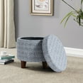 thumbnail image 1 of Cole Classics Round Storage Ottoman Flared Wood Leg Indigo: Polyester Upholstery, Footstool with Hidden Compartment, 1 of 9