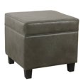 thumbnail image 1 of Cole Classics Square Storage Ottoman with Lift Off Top Faux Leather Gray: Upholstered Footstool, Wood Legs, Modern Design, 1 of 8