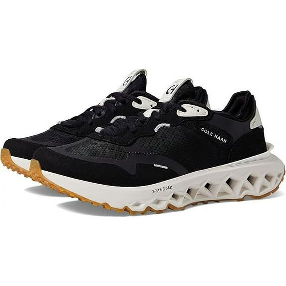 Cole Haan 5.ZeroGrand Runner Black/Black/Ivory Lace Up Chunky Heeled Sneakers (Black/Black/Ivory, 5.5)