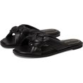 thumbnail image 1 of Cole Haan Anica Black Leather Open Toe Slip On Knotted Strap Flat Slides Sandals (Black Leather, 7), 1 of 5